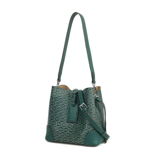 designer bag New peacock green genuine leather bucket bag simple versatile multi compartment handbag niche design hot selling womens bag