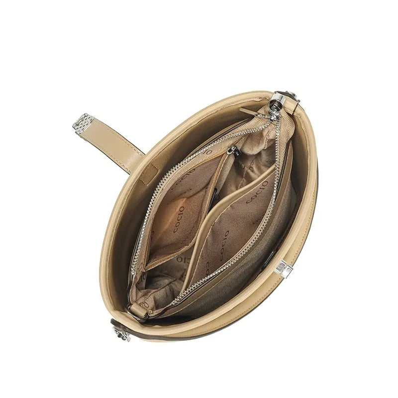 designer bag New light luxury leather bucket bag simple and versatile fashion handbag