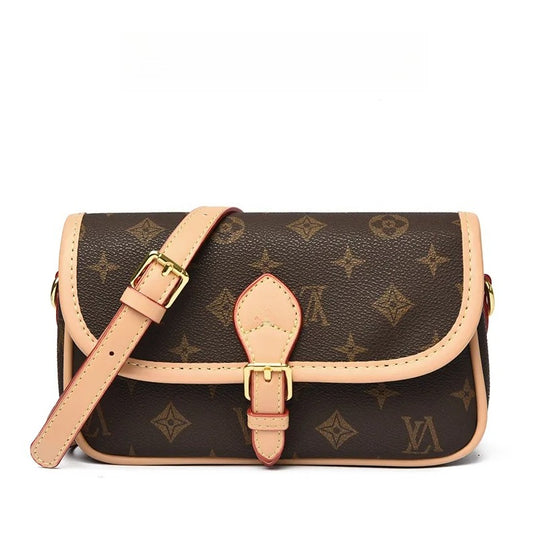 2025 New Style Fashionable Small Square Bag Versatile Classic Printed Single Shoulder Cross body Bag for Women yellow brown