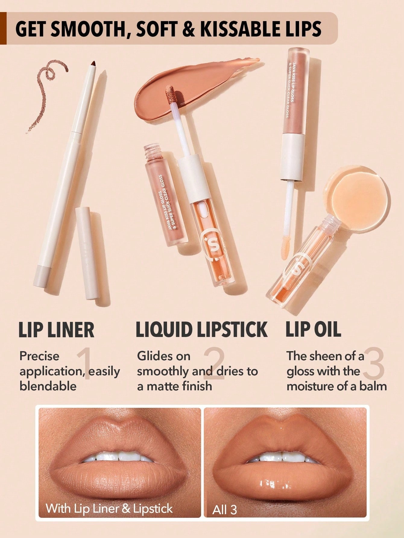 Soft 90'S Glam Lip Liner And Lip Duo Set-Moody Taupe Lip Set 3-In-1 Lip Makeup Plumping Lip Gloss Moisturizing Plant Extracts Long Lasting Liquid Lipstick Lip Makeup Brown Liquid Lipstick Brand Beauty Makeup Face Paint Cosmetic For Women Girls Per