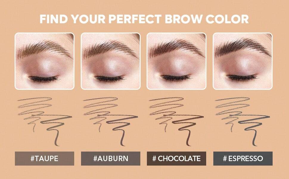 Brows On Demand 2-In-1 Brow Pencil-Taupe Waterproof Liquid Eyebrow Pen Sweat-Proof Anti-Oil Natural Brow Filling Outlining Eyebrow Cream Gel Makeup Brand Beauty Makeup Face Paint Cosmetic For Women Girls Perfect For Fall Winter Ideal For Y2K Fancy