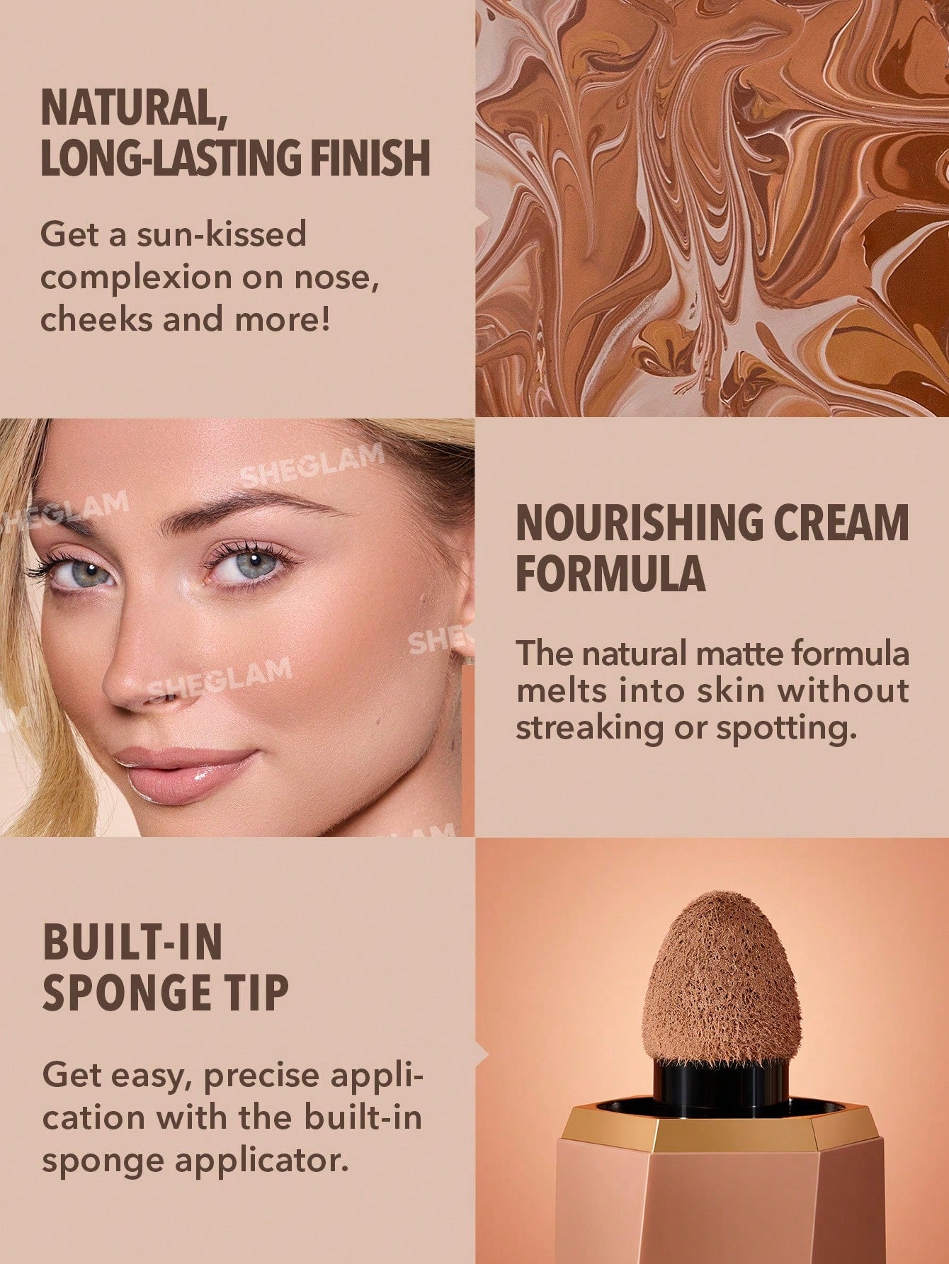 Sun Beam Matte Liquid Bronzer-Golden Sun Gel Cream Contour Non-Greasy Long Lasting Highly Pigmented Natural Contour Contouring Weightless Bronzer Brown Contour & Bronzer Brand Beauty Makeup Face Paint Cosmetic For Women Girls Perfect For Fall Wint