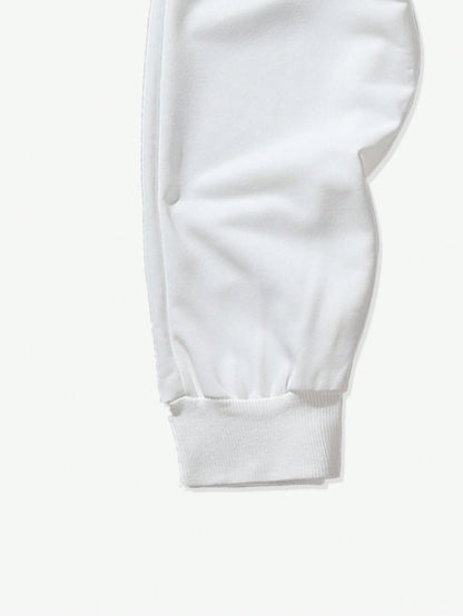 2pcs Men Hoodie Sweatshirt And Knit Pants Set, Casual Sports Outfit, Fall Clothes