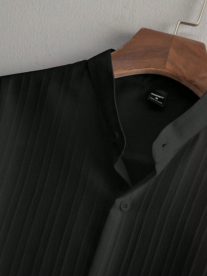 Men's Summer Solid Color Short Sleeve Single-Breasted Shirt And Pants Casual Suit,Men's Versatile Set, Heavyweight Casual Commuting Chinese Style Stand Up Collar Imitation Hemp Bamboo Knot Short Sleeved Shirt And Casual Elastic Loose Draws