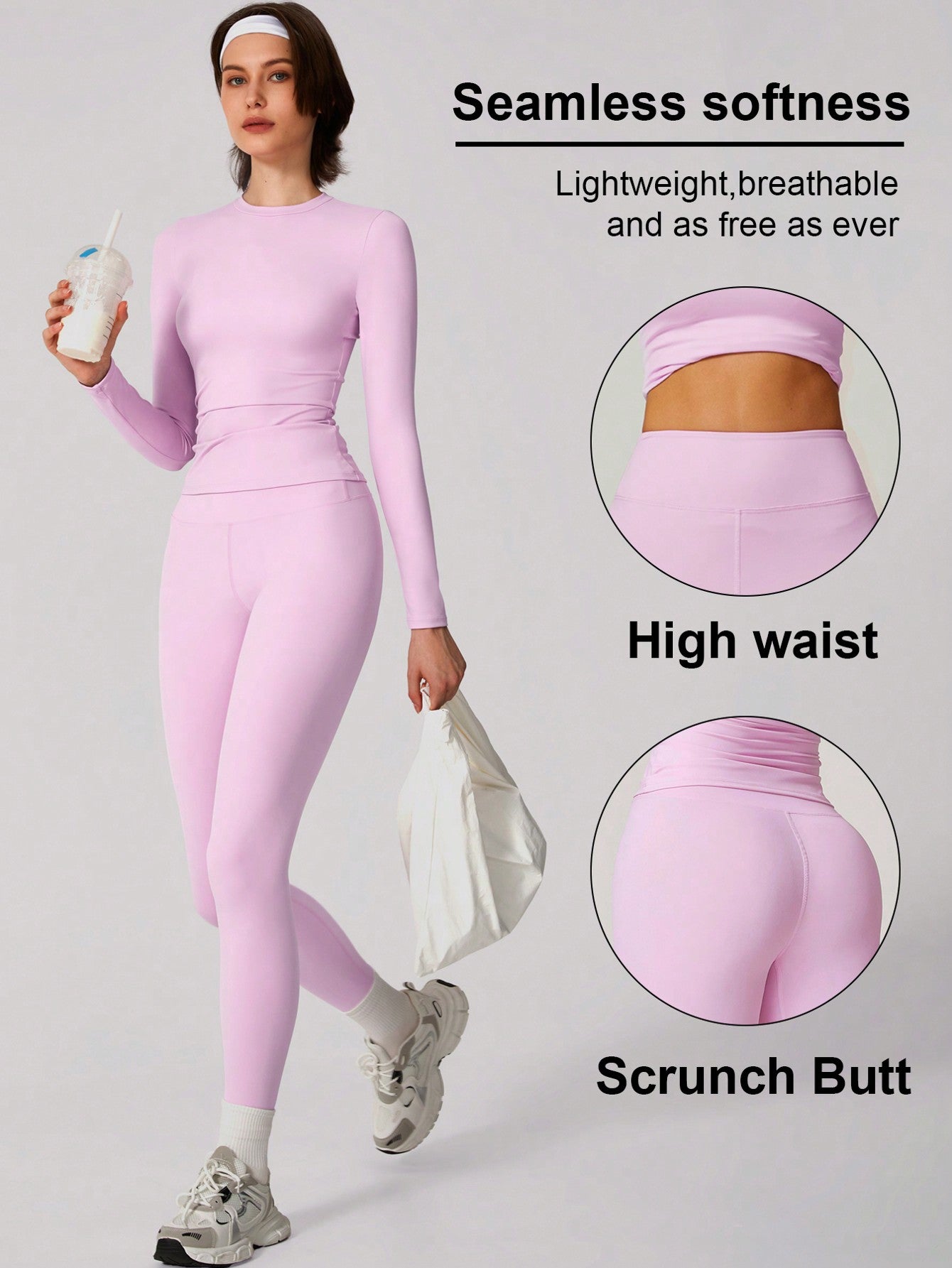 Set Women Simple Solid Color Sports Top And Pants Base Set Yoga Daily
