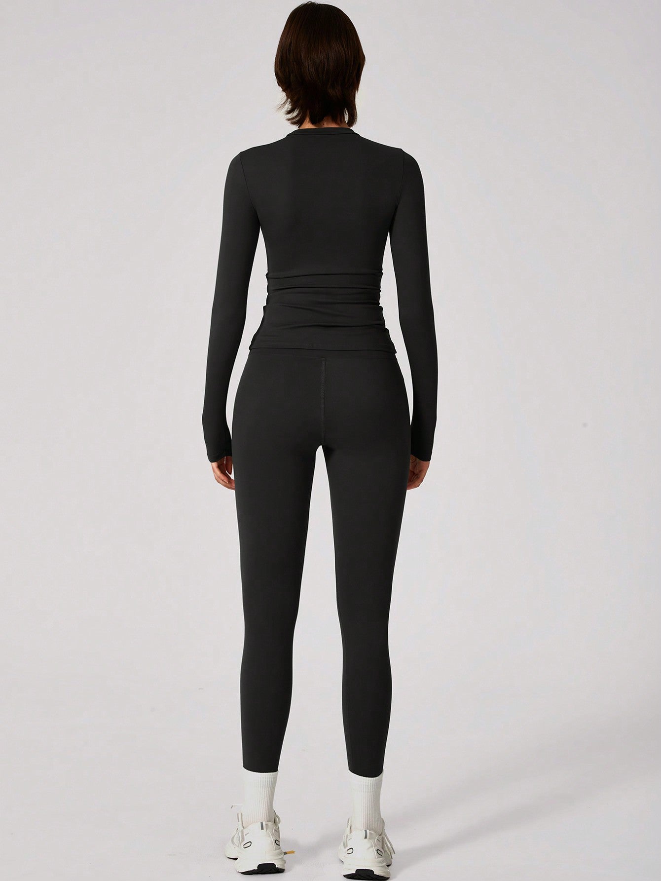 Set Women Simple Solid Color Sports Top And Pants Base Set Yoga Daily