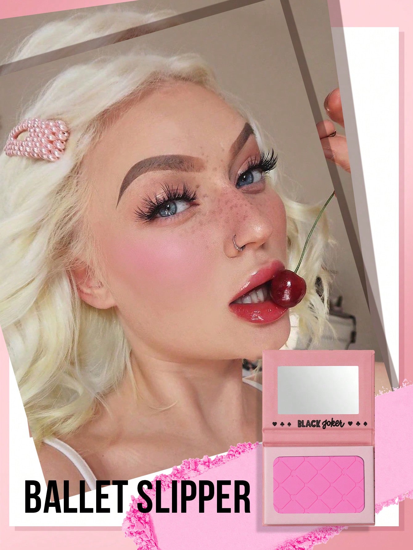 BLACK Joker Poker Cheek Blush,1pc Blush Powder Palette, Matte Finish, Pigment Rich, Silky Formula, Natural Glow, Lightweight, Long-Lasting, Highlighter Palette Contour Makeup, New Year Cosmetic, Portable Size, Suitable For Travel And Outdo