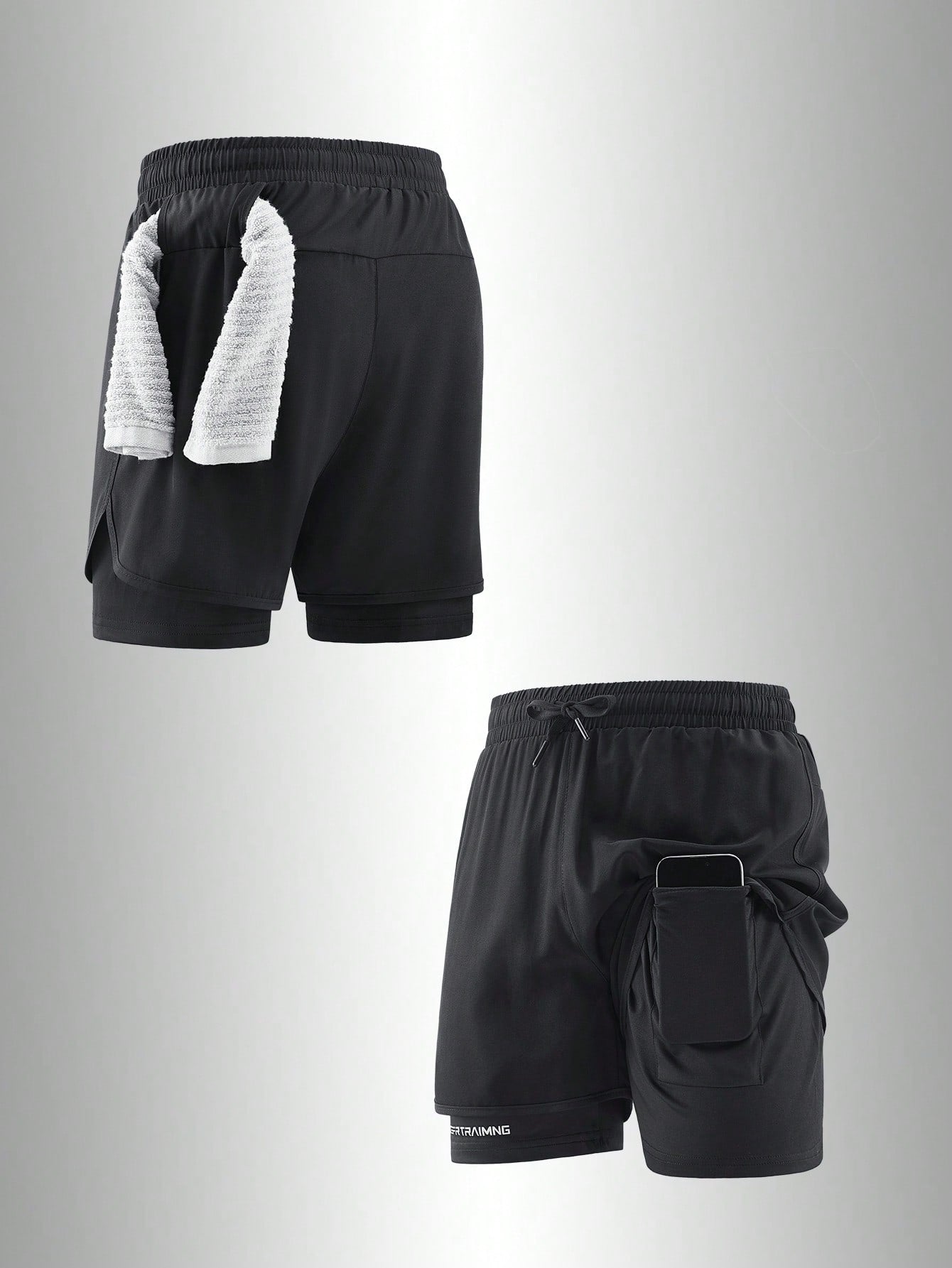 Summer Quick-Dry Running Shorts With Built-In Underwear, Boyfriend Style Men's 3/4 Training Pants For Gym Fitness