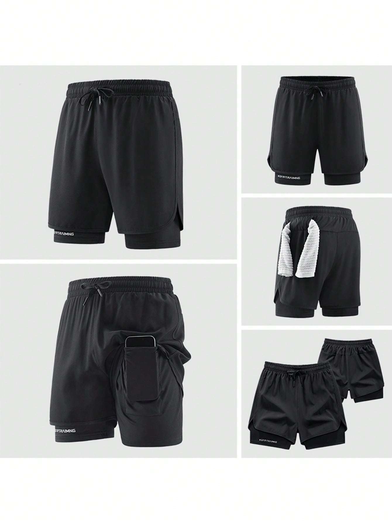 Summer Quick-Dry Running Shorts With Built-In Underwear, Boyfriend Style Men's 3/4 Training Pants For Gym Fitness