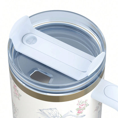 40oz Insulated Tumbler With  Lid And Straws Stainless Steel Coffee Tumbler With Handle Vacuum Leak Proof Coffee Cup