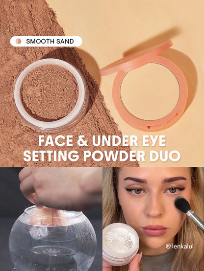 Insta-Ready Face & Under Eye Setting Powder Duo-Bubblegum 2 In 1 Pink Brightening Oil Control Loose Setting Powder  Matte Pore-Less Waterproof Long Lasting Pressed Powder Pink Powder Brand Beauty Makeup Face Paint Cosmetic For Women Girls Perfect