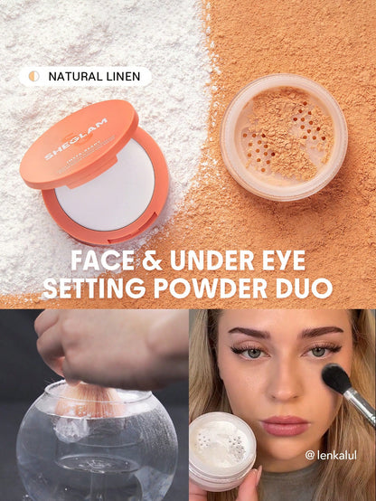 Insta-Ready Face & Under Eye Setting Powder Duo-Bubblegum 2 In 1 Pink Brightening Oil Control Loose Setting Powder  Matte Pore-Less Waterproof Long Lasting Pressed Powder Pink Powder Brand Beauty Makeup Face Paint Cosmetic For Women Girls Perfect