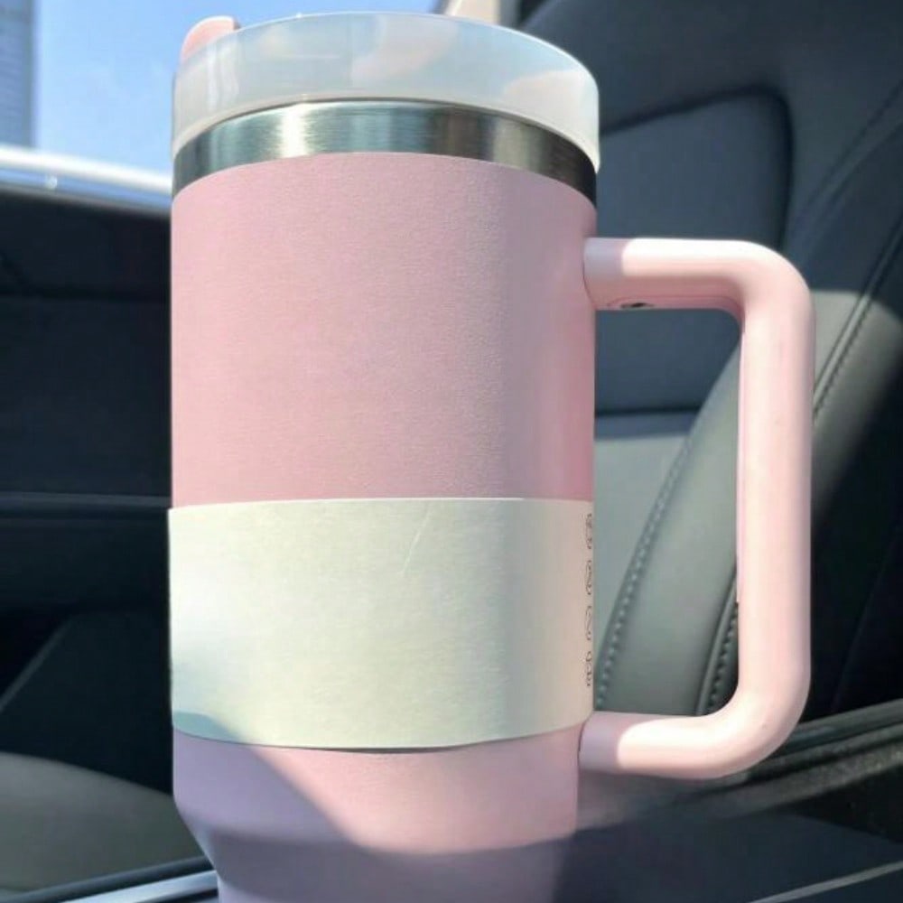 40 Oz H2.0 Tumbler With Handle, Double Walled Vacuum Insulated Stainless Steel Water Bottle Premium Summer Drinkware Portable  Travel Mug Iced Coffee Cup For Outdoor