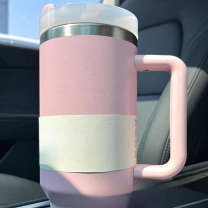 40 Oz H2.0 Tumbler With Handle, Double Walled Vacuum Insulated Stainless Steel Water Bottle Premium Summer Drinkware Portable  Travel Mug Iced Coffee Cup For Outdoor
