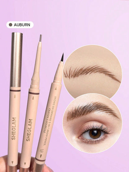Brows On Demand 2-In-1 Brow Pencil-Taupe Waterproof Liquid Eyebrow Pen Sweat-Proof Anti-Oil Natural Brow Filling Outlining Eyebrow Cream Gel Makeup Brand Beauty Makeup Face Paint Cosmetic For Women Girls Perfect For Fall Winter Ideal For Y2K Fancy