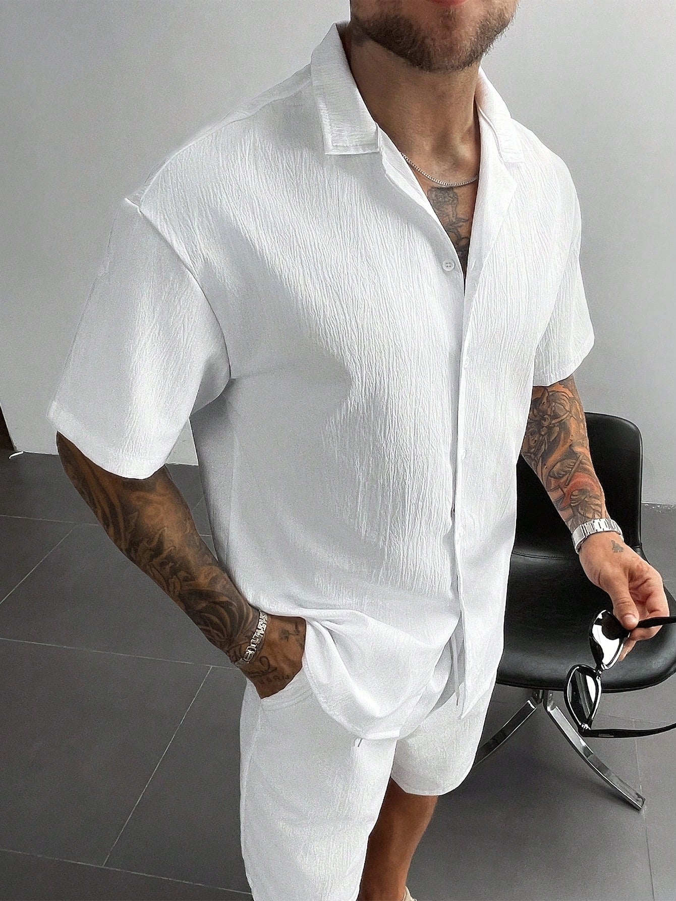 Men's 2-Piece Summer Outfit, Lightweight Breathable Cuban Linen Shirt & Drawstring Shorts Set, Old Money Style Casual Beach Wedding Party Vacation Travel Outfits, Father's Day Gifts For Husband Dad Boyfriend, Cozy Outfits