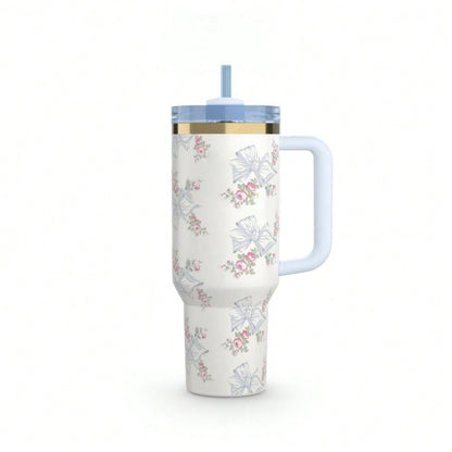 40oz Insulated Tumbler With  Lid And Straws Stainless Steel Coffee Tumbler With Handle Vacuum Leak Proof Coffee Cup