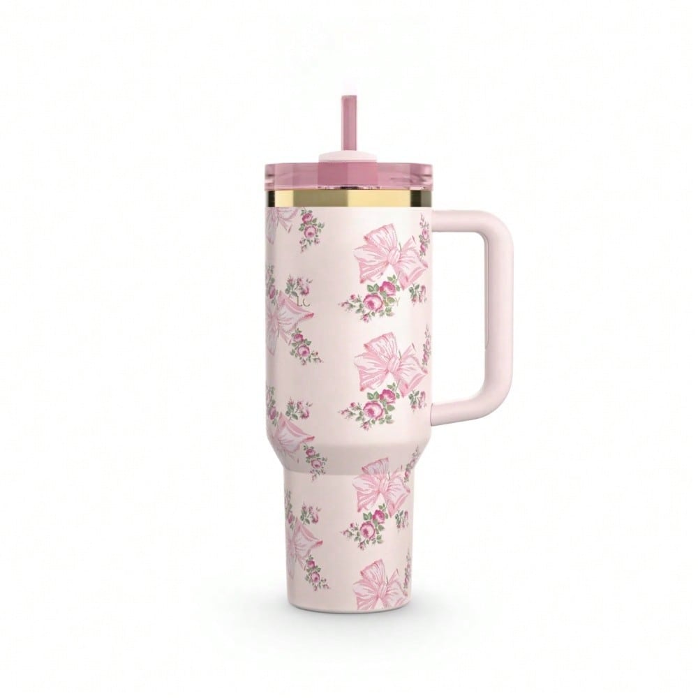 40oz Insulated Tumbler With  Lid And Straws Stainless Steel Coffee Tumbler With Handle Vacuum Leak Proof Coffee Cup