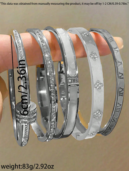 Personalized Multi-Color Stainless Steel Bracelet Set With Unique Design, Fashionable , Multi-Element Design, Exquisite And Ideal Gift, Non Fading Jewelry, Fashionable