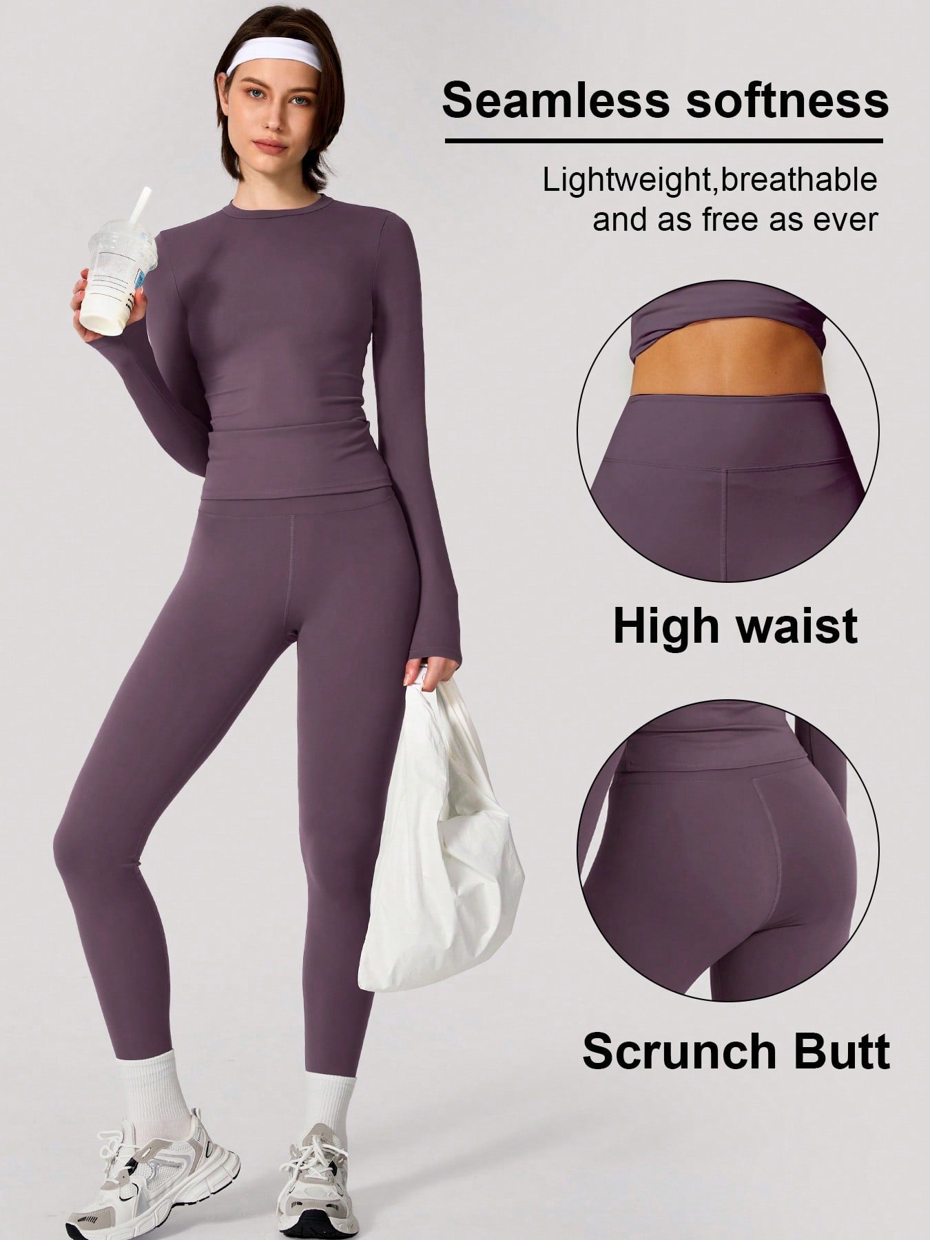 Set Women Simple Solid Color Sports Top And Pants Base Set Yoga Daily