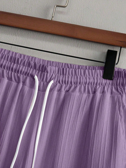 Men's Summer Solid Color Short Sleeve Single-Breasted Shirt And Pants Casual Suit,Men's Versatile Set, Heavyweight Casual Commuting Chinese Style Stand Up Collar Imitation Hemp Bamboo Knot Short Sleeved Shirt And Casual Elastic Loose Draws