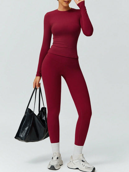 Set Women Simple Solid Color Sports Top And Pants Base Set Yoga Daily