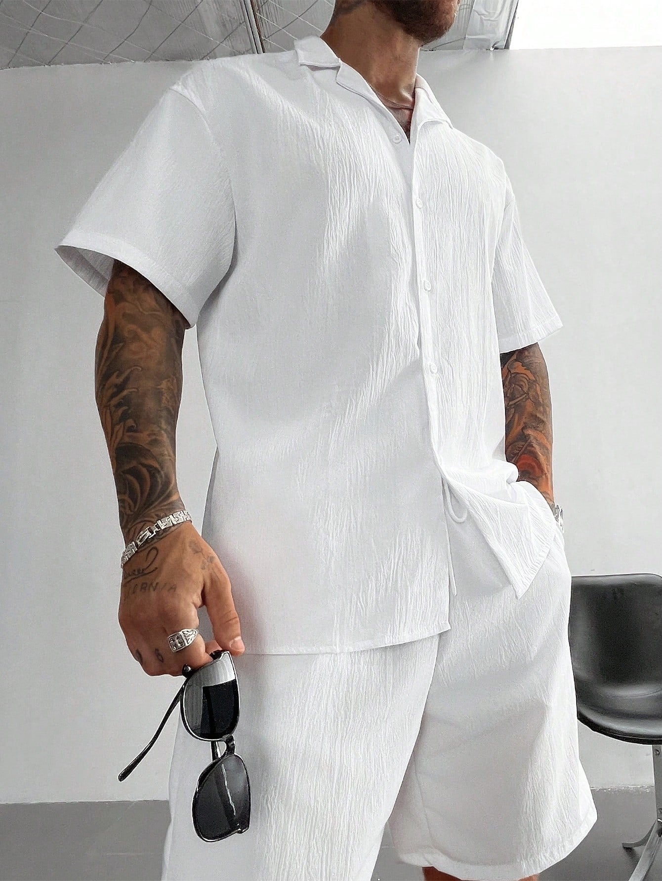 Men's 2-Piece Summer Outfit, Lightweight Breathable Cuban Linen Shirt & Drawstring Shorts Set, Old Money Style Casual Beach Wedding Party Vacation Travel Outfits, Father's Day Gifts For Husband Dad Boyfriend, Cozy Outfits