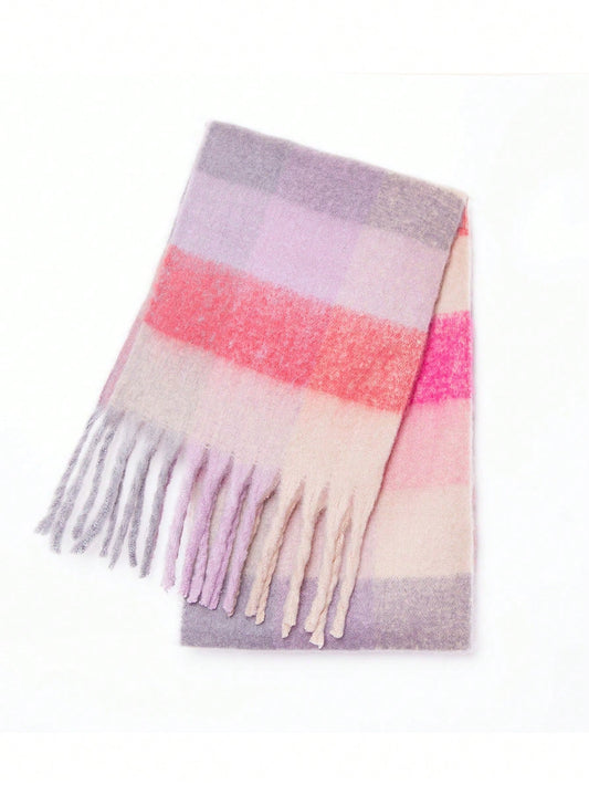 1pc Small Plaid Scarf, Soft & Warm For Autumn/Winter For Dress