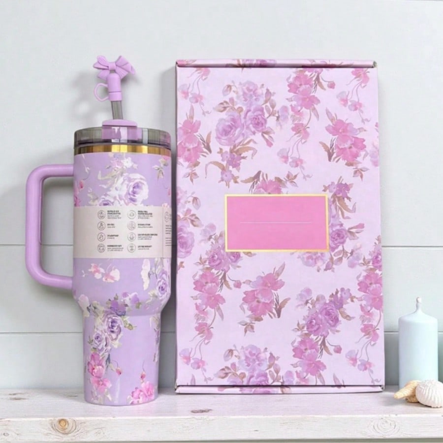 STANLEY40 Oz Tumbler With Handle And Straw Lid, Water Bottle Stainless Steel Insulated Cup For Hot Cold Beverages,H2.0 Large Capacity 304 Stainless Steel Large Capacity 40oz Straw Cup Sports