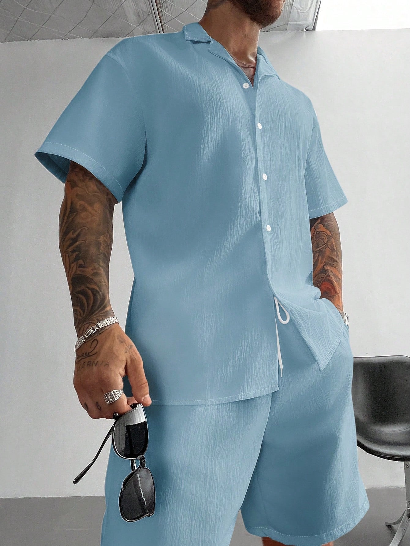 Men's 2-Piece Summer Outfit, Lightweight Breathable Cuban Linen Shirt & Drawstring Shorts Set, Old Money Style Casual Beach Wedding Party Vacation Travel Outfits, Father's Day Gifts For Husband Dad Boyfriend, Cozy Outfits