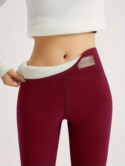 Women's Plus Fleece Thick Sports Pants, Winter Wool Running