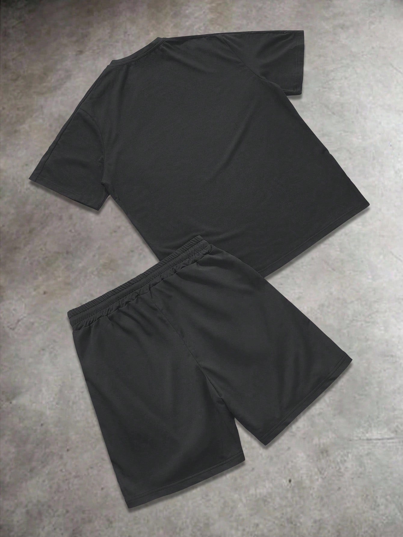 Men's Letter Print Round Neck Short Sleeve Casual T-Shirt And Drawstring Waist Shorts Set