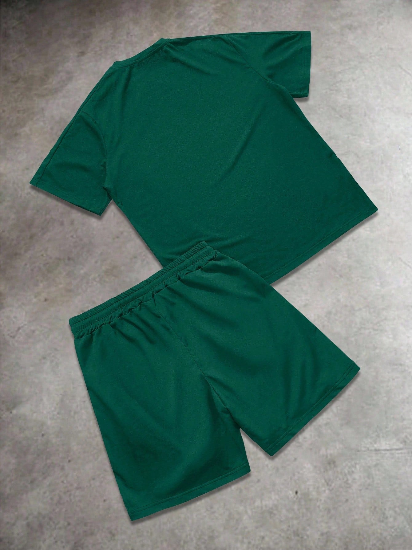 Men's Letter Print Round Neck Short Sleeve Casual T-Shirt And Drawstring Waist Shorts Set