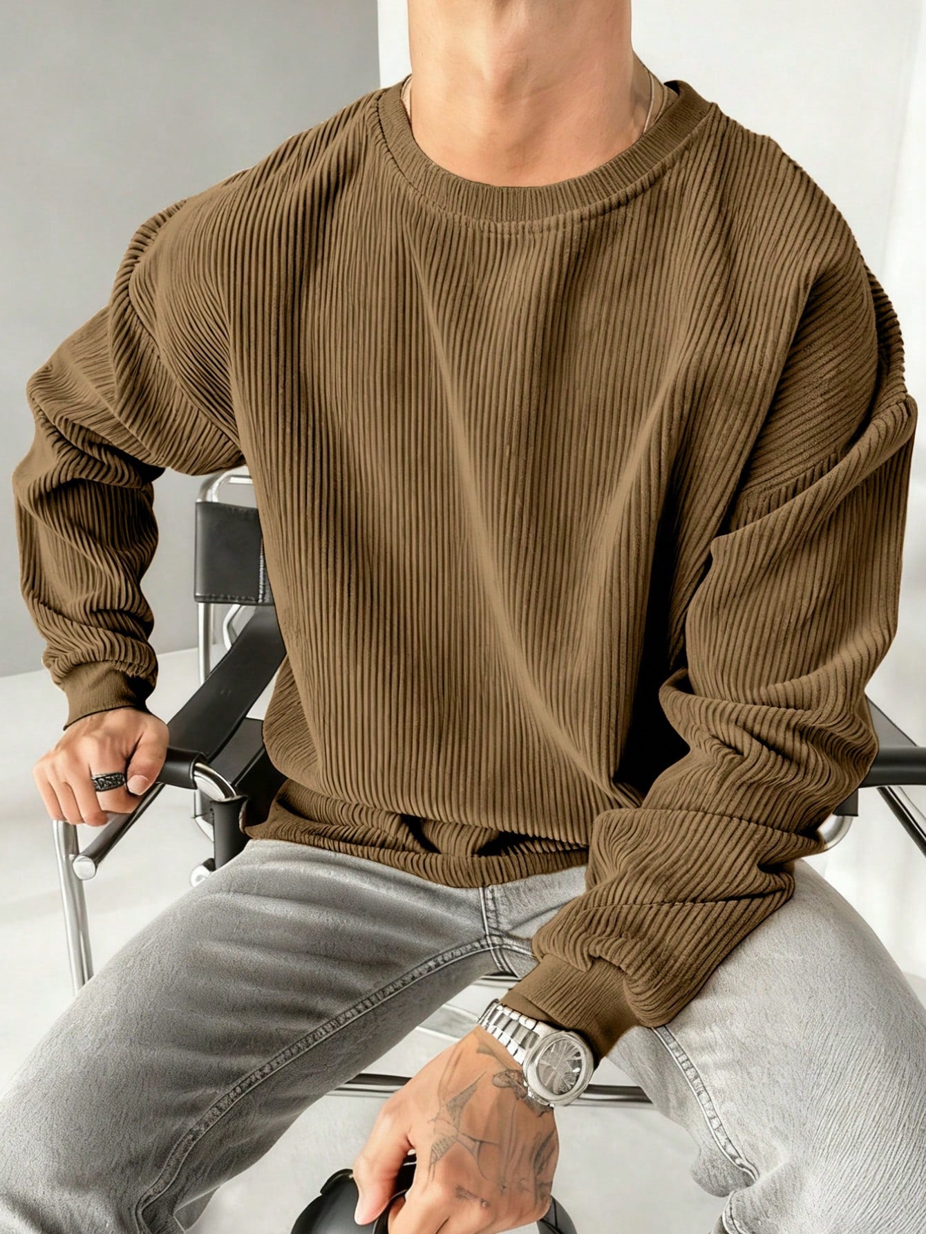 Men's Casual Old Money Corduroy Sweatshirt , Fall Winter
