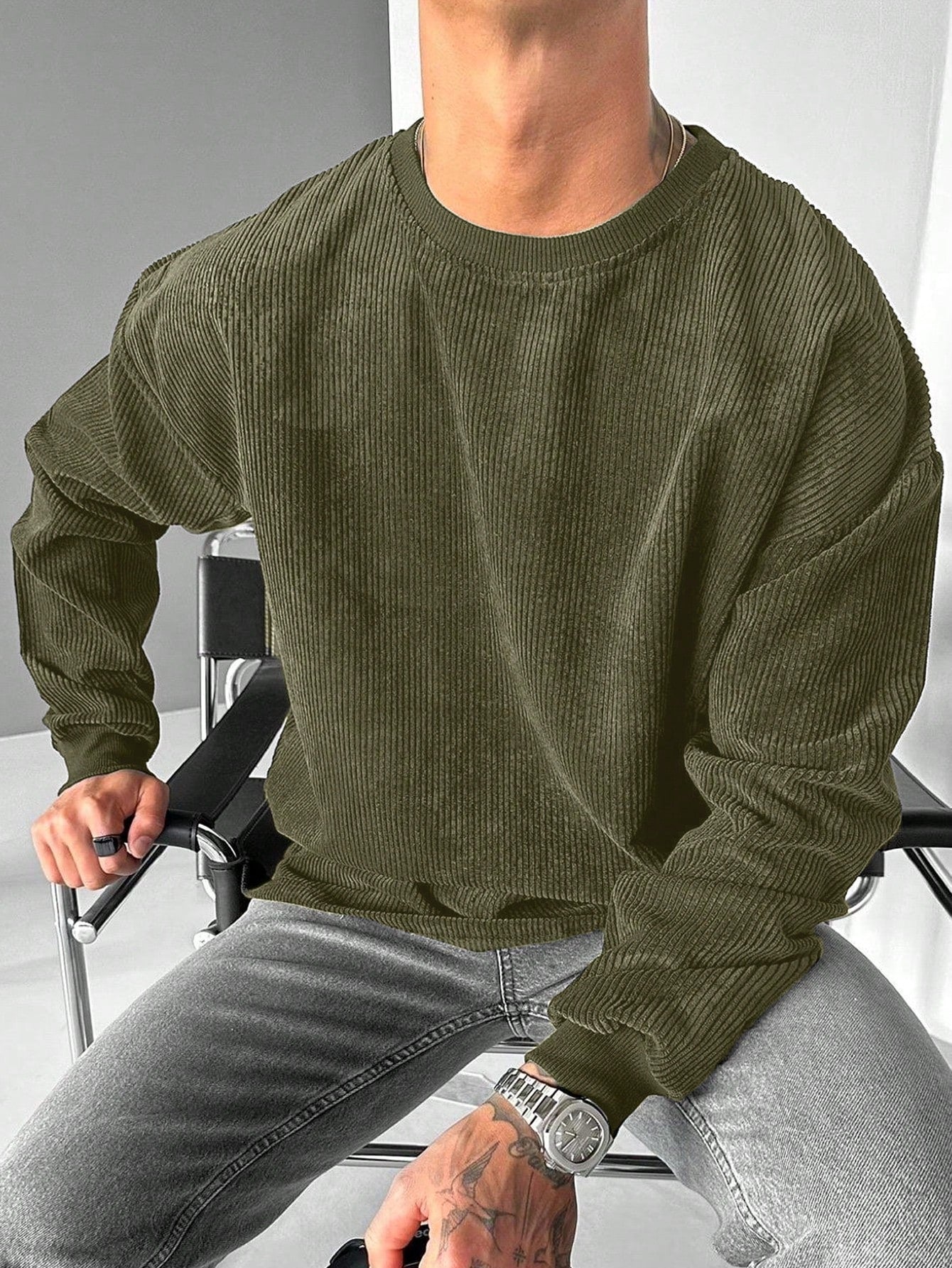 Men's Casual Old Money Corduroy Sweatshirt , Fall Winter