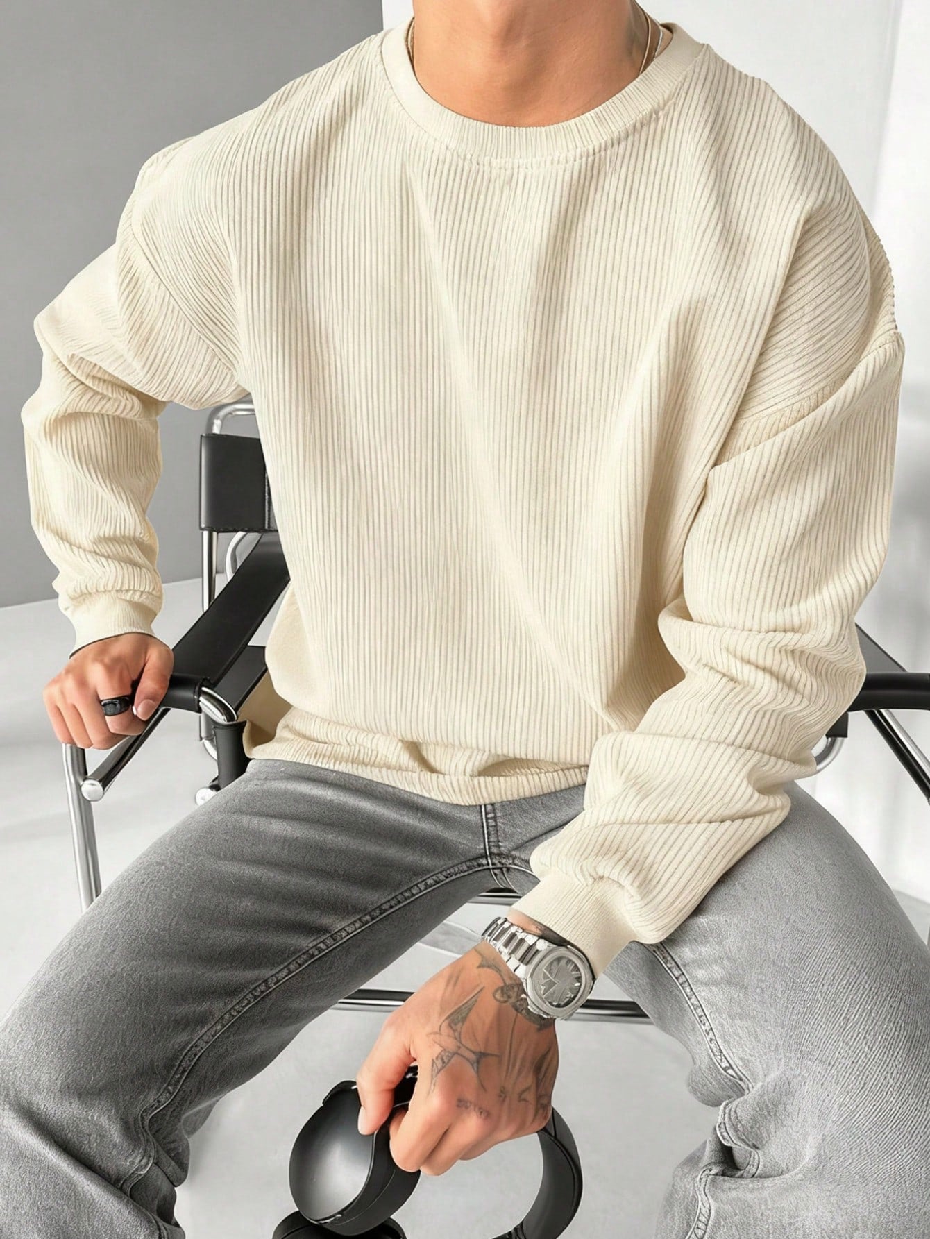 Men's Casual Old Money Corduroy Sweatshirt , Fall Winter