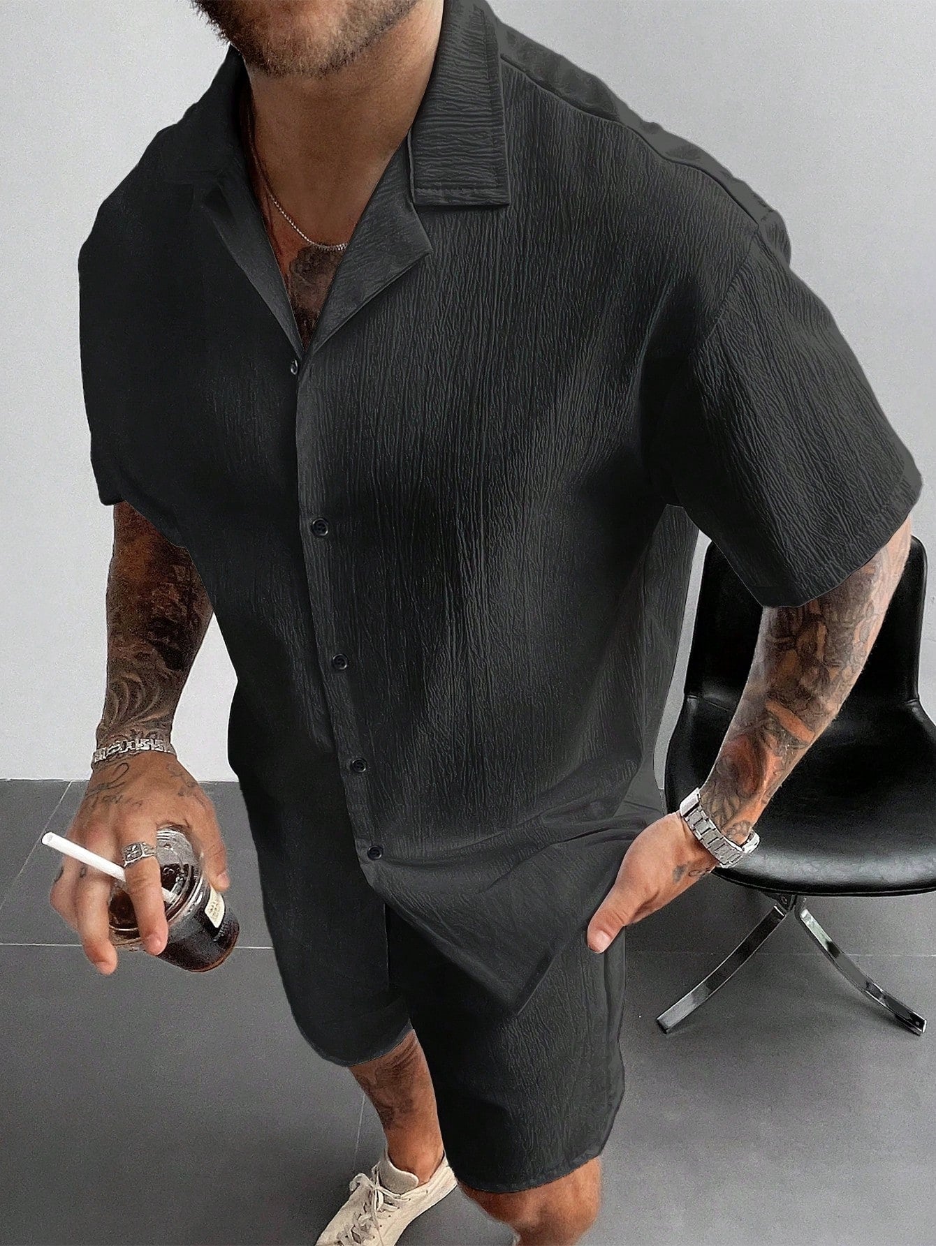 Men's 2-Piece Summer Outfit, Lightweight Breathable Cuban Linen Shirt & Drawstring Shorts Set, Old Money Style Casual Beach Wedding Party Vacation Travel Outfits, Father's Day Gifts For Husband Dad Boyfriend, Cozy Outfits