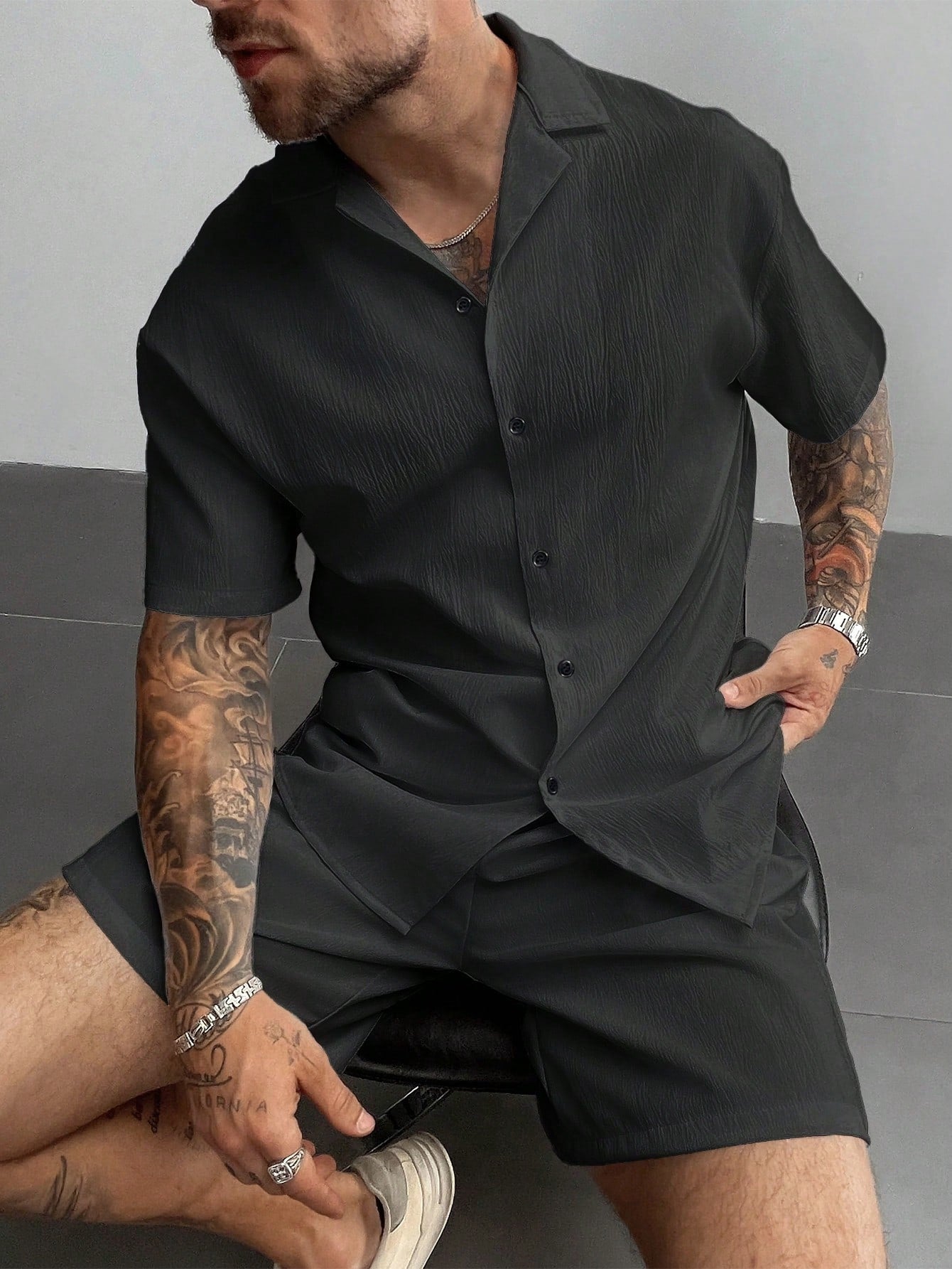 Men's 2-Piece Summer Outfit, Lightweight Breathable Cuban Linen Shirt & Drawstring Shorts Set, Old Money Style Casual Beach Wedding Party Vacation Travel Outfits, Father's Day Gifts For Husband Dad Boyfriend, Cozy Outfits