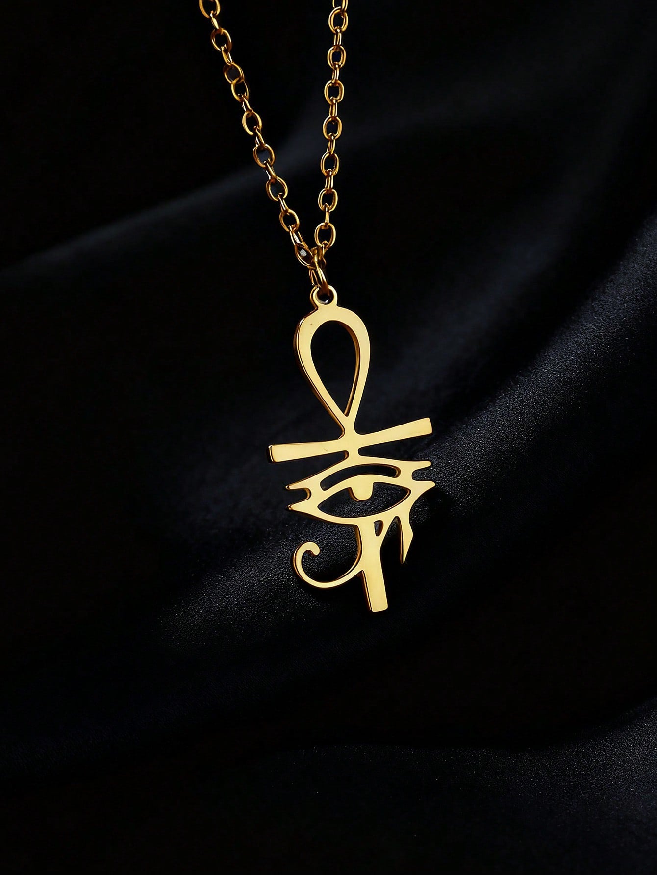 Eye Of Horus Pendant Necklaces For Men Women 18K Stainless Steel Necklace Ancient Egyptian Cross Charm Men's Jewelry Accessory Women Daily Party Wear Birthday Gifts