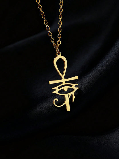 Eye Of Horus Pendant Necklaces For Men Women 18K Stainless Steel Necklace Ancient Egyptian Cross Charm Men's Jewelry Accessory Women Daily Party Wear Birthday Gifts