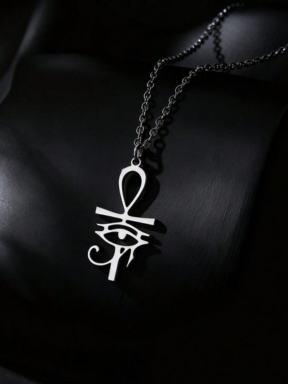 Eye Of Horus Pendant Necklaces For Men Women 18K Stainless Steel Necklace Ancient Egyptian Cross Charm Men's Jewelry Accessory Women Daily Party Wear Birthday Gifts