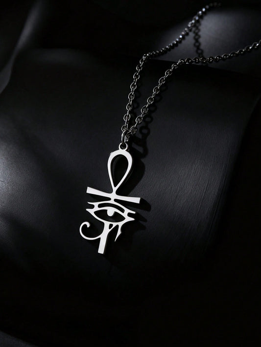 Eye Of Horus Pendant Necklaces For Men Women 18K Stainless Steel Necklace Ancient Egyptian Cross Charm Men's Jewelry Accessory Women Daily Party Wear Birthday Gifts