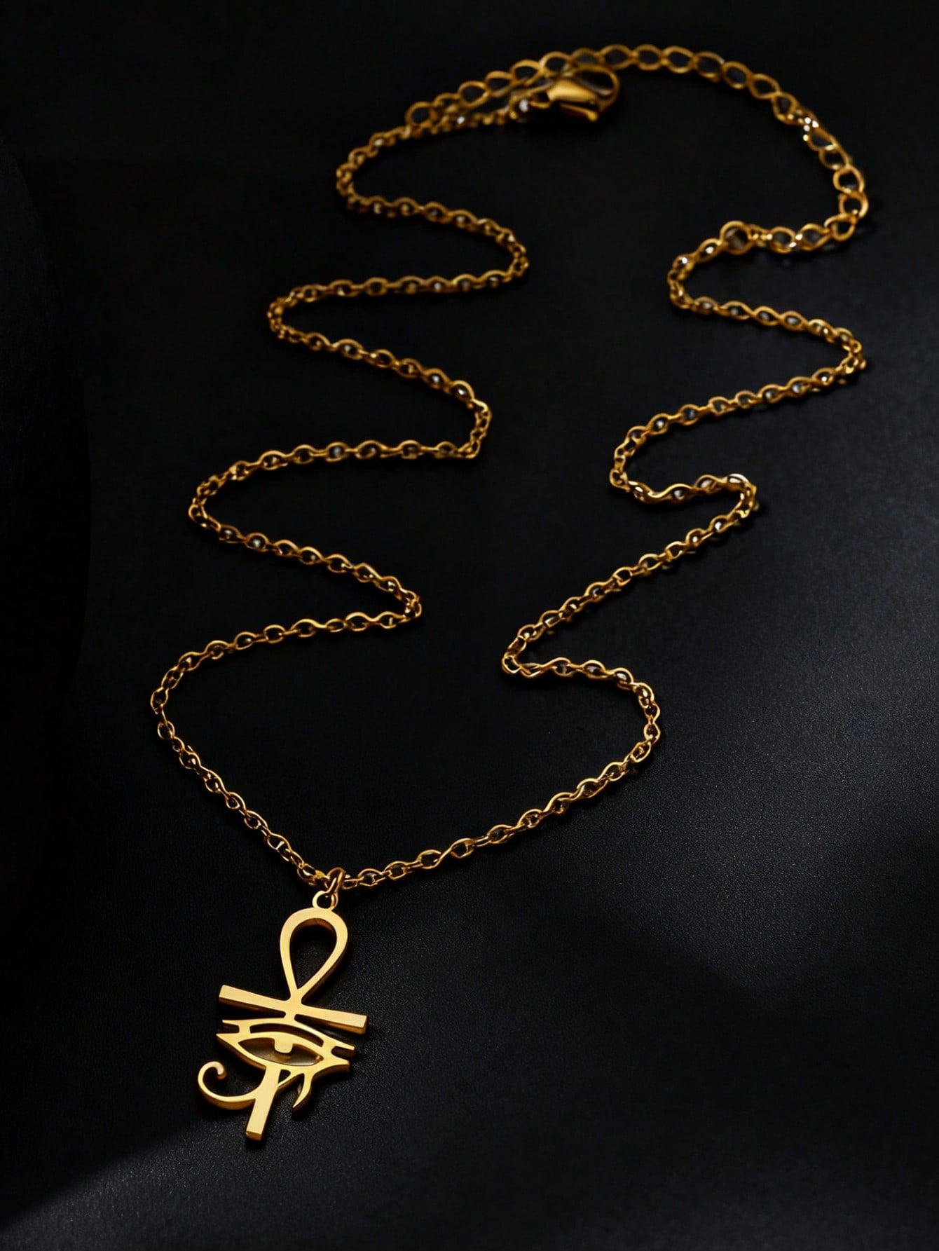 Eye Of Horus Pendant Necklaces For Men Women 18K Stainless Steel Necklace Ancient Egyptian Cross Charm Men's Jewelry Accessory Women Daily Party Wear Birthday Gifts