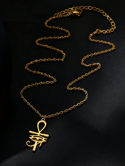 Eye Of Horus Pendant Necklaces For Men Women 18K Stainless Steel Necklace Ancient Egyptian Cross Charm Men's Jewelry Accessory Women Daily Party Wear Birthday Gifts