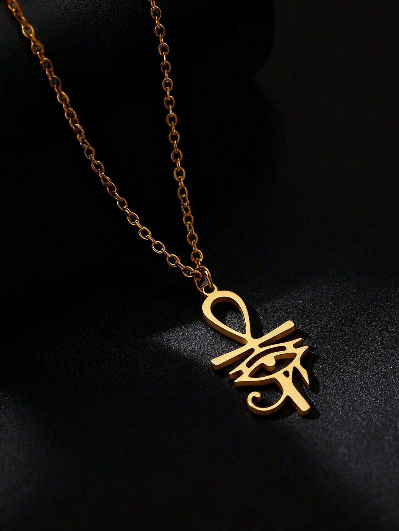 Eye Of Horus Pendant Necklaces For Men Women 18K Stainless Steel Necklace Ancient Egyptian Cross Charm Men's Jewelry Accessory Women Daily Party Wear Birthday Gifts