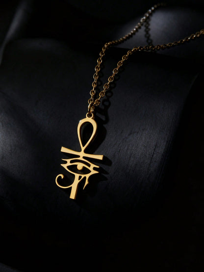 Eye Of Horus Pendant Necklaces For Men Women 18K Stainless Steel Necklace Ancient Egyptian Cross Charm Men's Jewelry Accessory Women Daily Party Wear Birthday Gifts