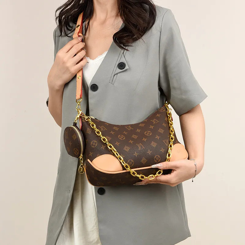Designer Bag 2025 New Fashionable Retro Underarm Bag Trendy Fashion Casual Shoulder Bag for Women yellow brown khaki