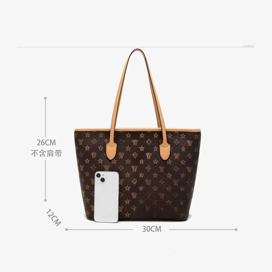 Free Shipping Light Luxury Retro Tote Bag Classic Printed Versatile Large Capacity Shoulder Bag