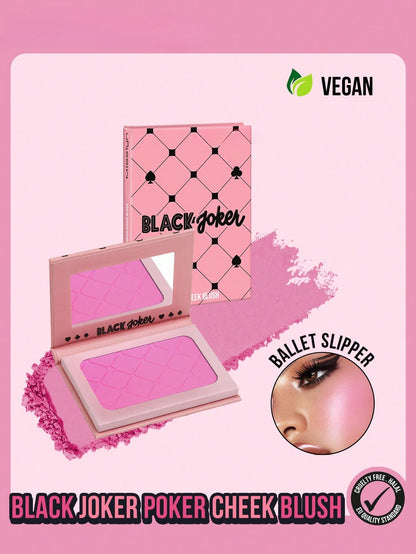 BLACK Joker Poker Cheek Blush,1pc Blush Powder Palette, Matte Finish, Pigment Rich, Silky Formula, Natural Glow, Lightweight, Long-Lasting, Highlighter Palette Contour Makeup, New Year Cosmetic, Portable Size, Suitable For Travel And Outdo