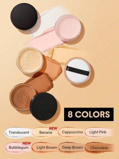 Baked Glow Setting Powder-Light Brown Oil Control Loose Setting Powder Translucent Pore-Less Flawless Smooths Fine Lines Glowy Powder Brand Beauty Makeup Face Paint Cosmetic For Women Girls Perfect For Fall Winter Ideal For Y2K Fancy Fashion Suita